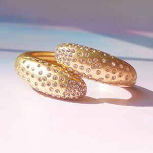 Y2K Gold Crystal Hinged Bangle Bracelet By Lia Sophia